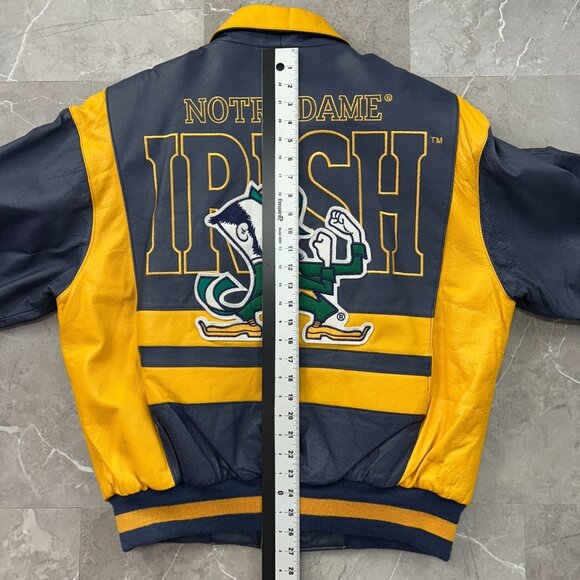 Vintage Notre Dame Leather Jacket Mens Large Bomber Fighting Irish Letterman - Picture 12 of 13
